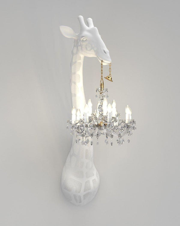 White Giraffe in Love Wall Lamp